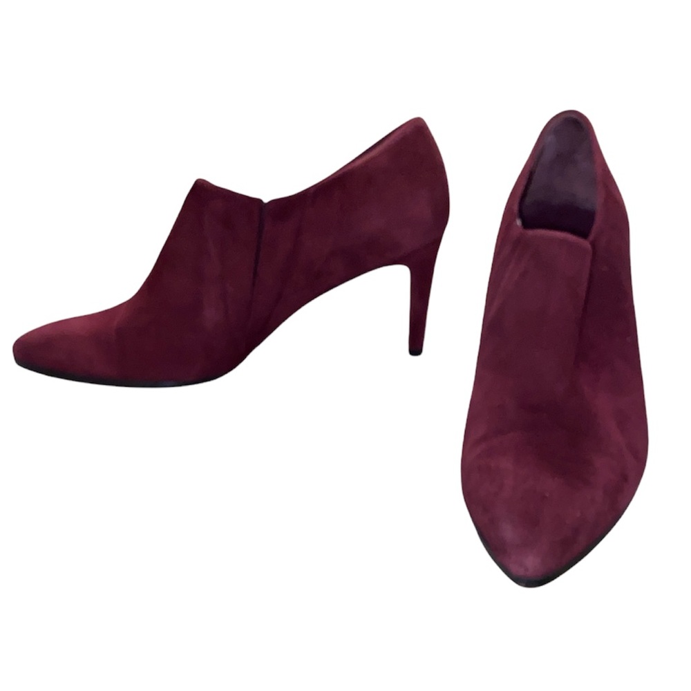 Stuart Weitzman Standin Merlot Wine Suede Ankle Booties Boots- 7 - Picture 2 of 16